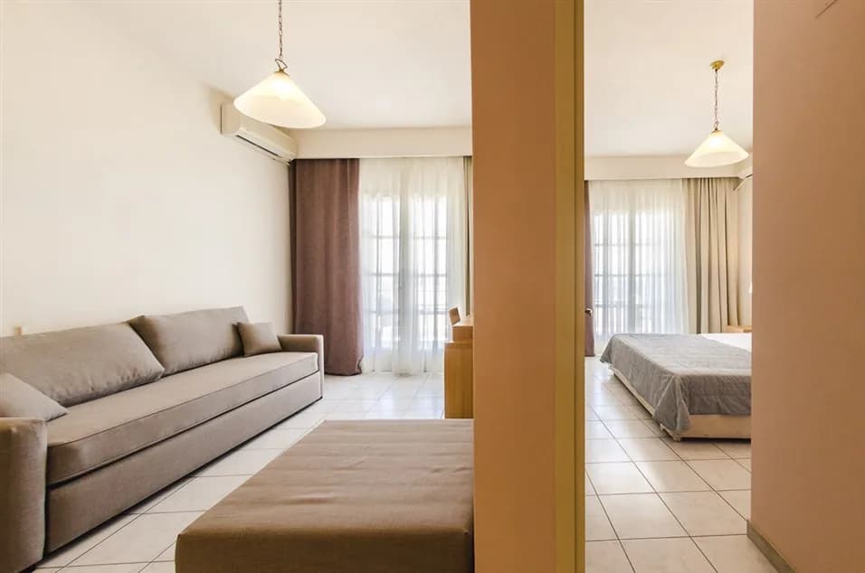 Open-plan living space inside a suite